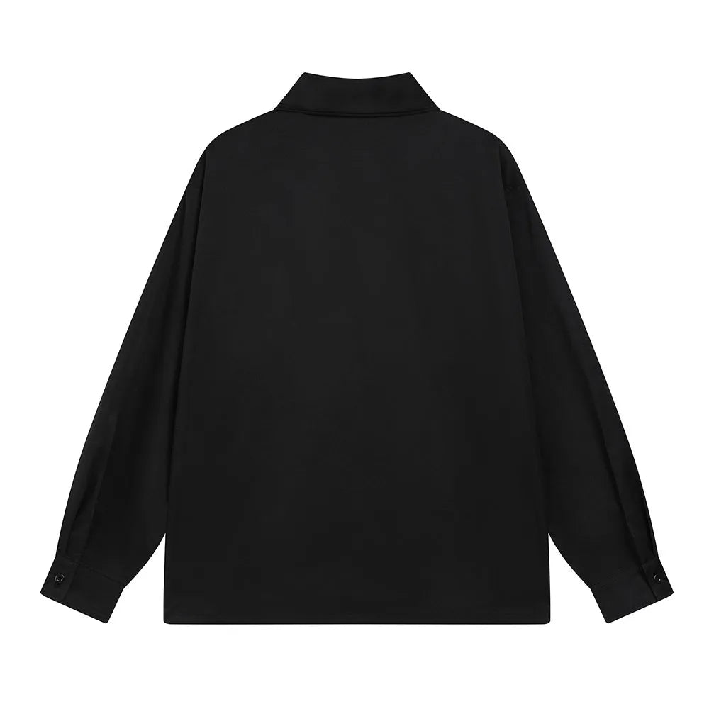 Gothic Letter Printed Long Sleeve Shirt Loose Casual Cardigan - Bellarte Enchanté Gothic Letter Printed Long Sleeve Shirt Loose Casual Cardigan